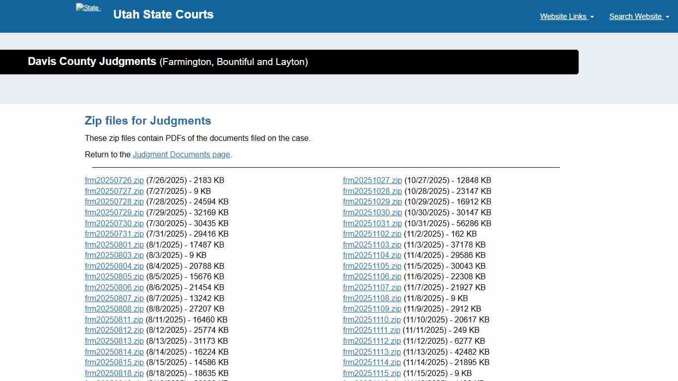 Davis County Judgments (Farmington, Bountiful and Layton) - Utah Courts