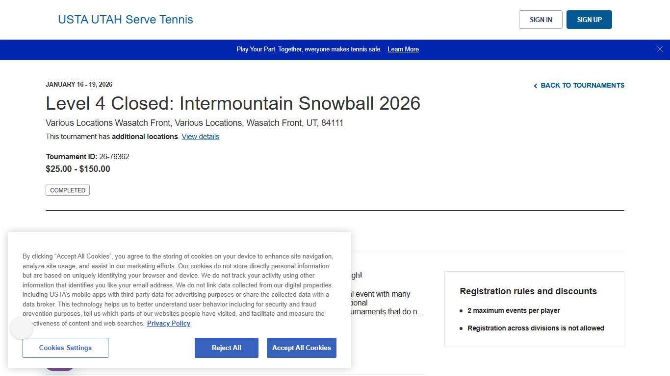 USTA UTAH Serve Tennis -