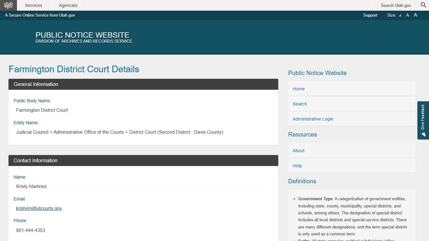 Public Body Public Notice Website